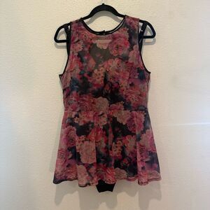 Torrid Black and Pink Floral contour swimsuit 1